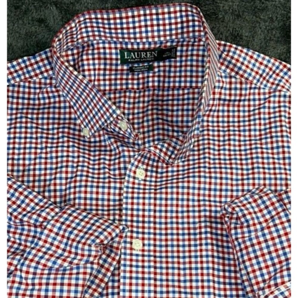 Lauren Ralph Lauren Green‎ Tag Classic Fit  Button Down Casual Shirt 17.5 36/37
